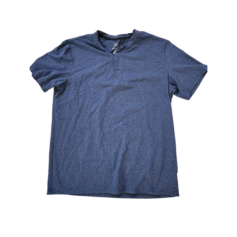 George Mens Henley T Shirt Size Medium Blue Short Sleeve Casual Tee